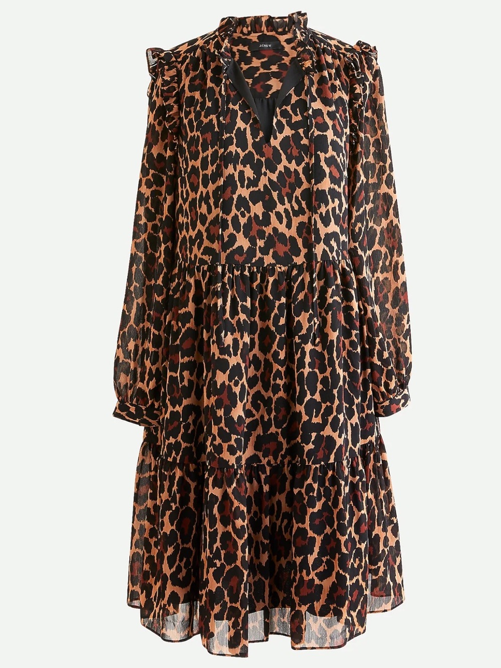 J. Crew dress in leopard crinkle chiffon size L